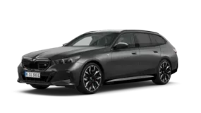 Grauer BMW Kombi auf weißem Hintergrund, seitliche Ansicht.